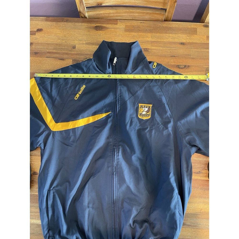 O'Neills US Navy Rugby Jacket Mens Large Full Zip Navy Blue / Yellow Lightweight - Picture 6 of 16